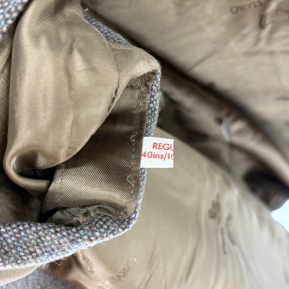 VINTAGE Orvis Blazer Mens 40 Thornproof Twist Tweed Brown Hunting Safari England - Picture 8 of 14